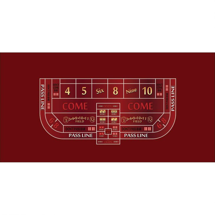 12ft x 62in Craps Layout Backed, Burgundy (Billiard Cloth) main image